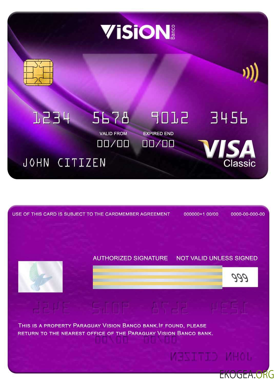 Carte visa classique de la banque Paraguay Vision Banco